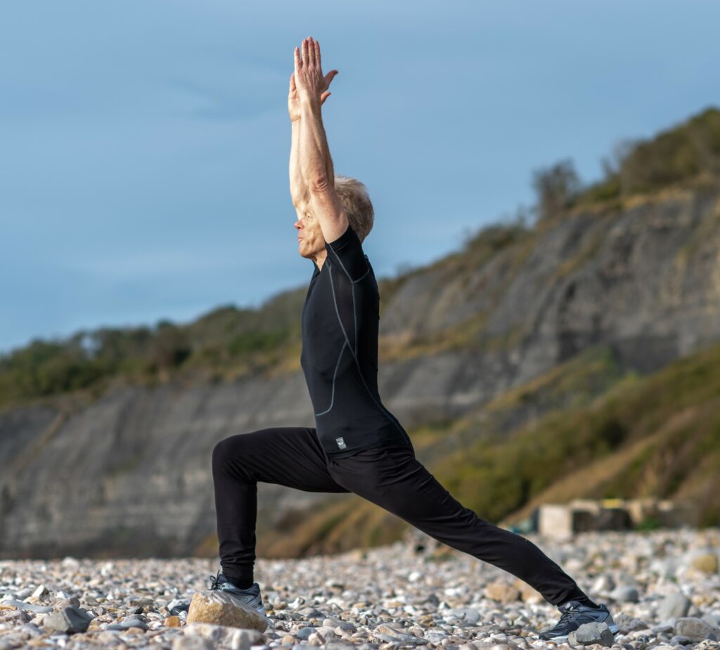 Stu yoga on beach